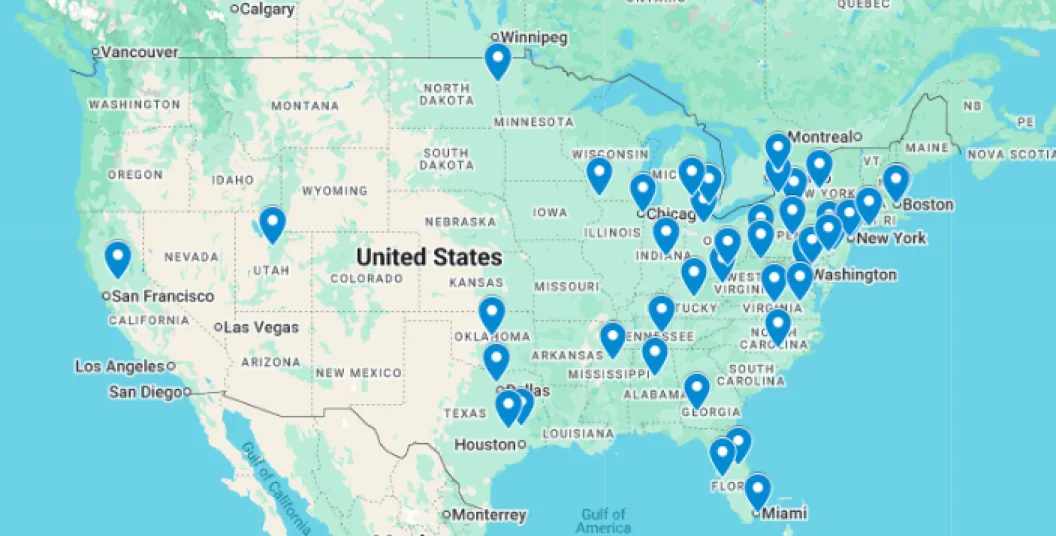FEPAC accredited programs map